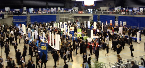 An aerial shot of the Spring career showcase