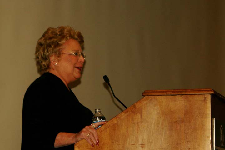 Linda Hudson delivers a speech