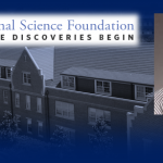 George Lan profile picture and National Science Foundation logo superimposed over picture of Weil Hall